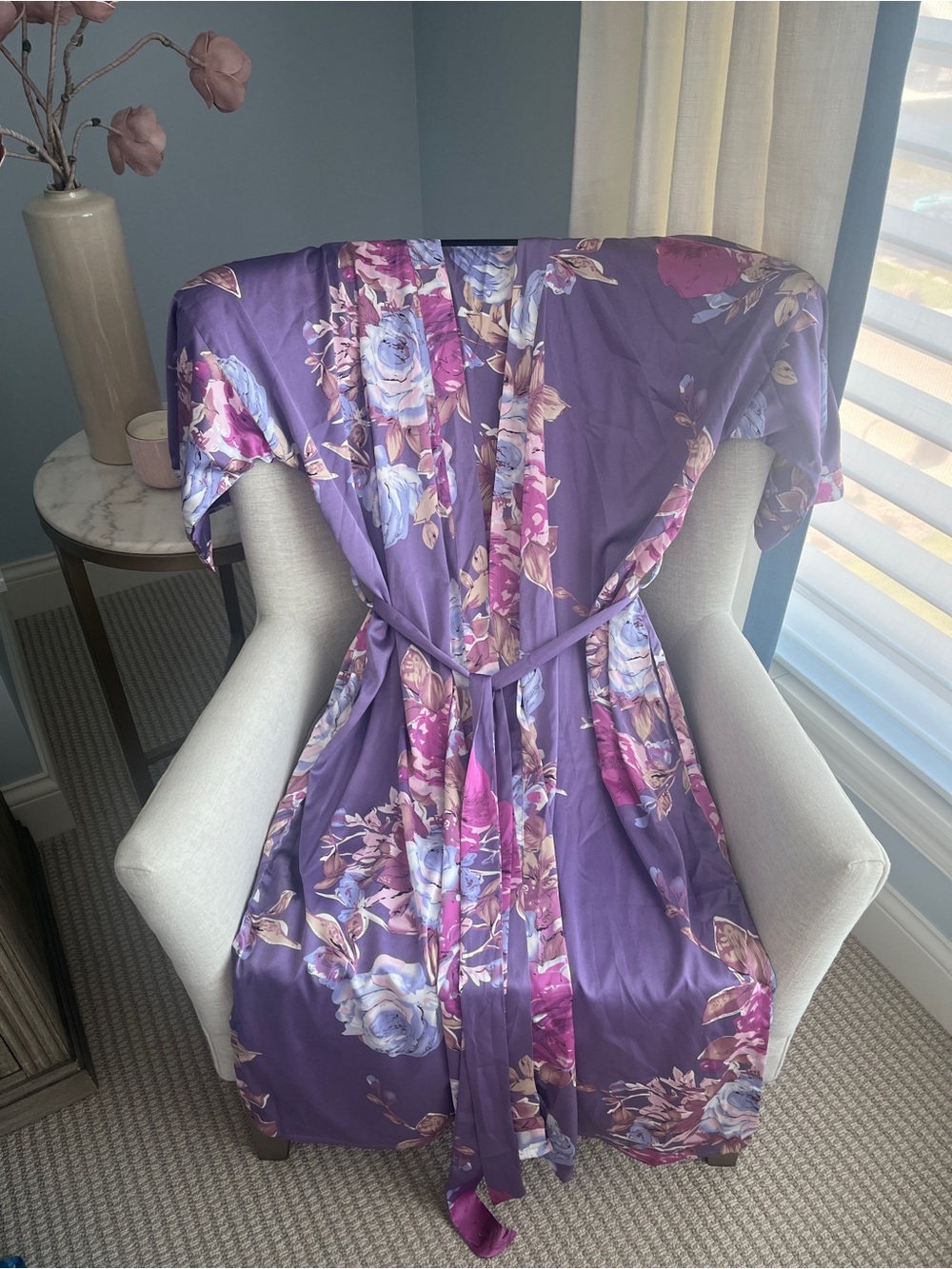 Babeyond Purple Floral Kimono Robe Size 2XL